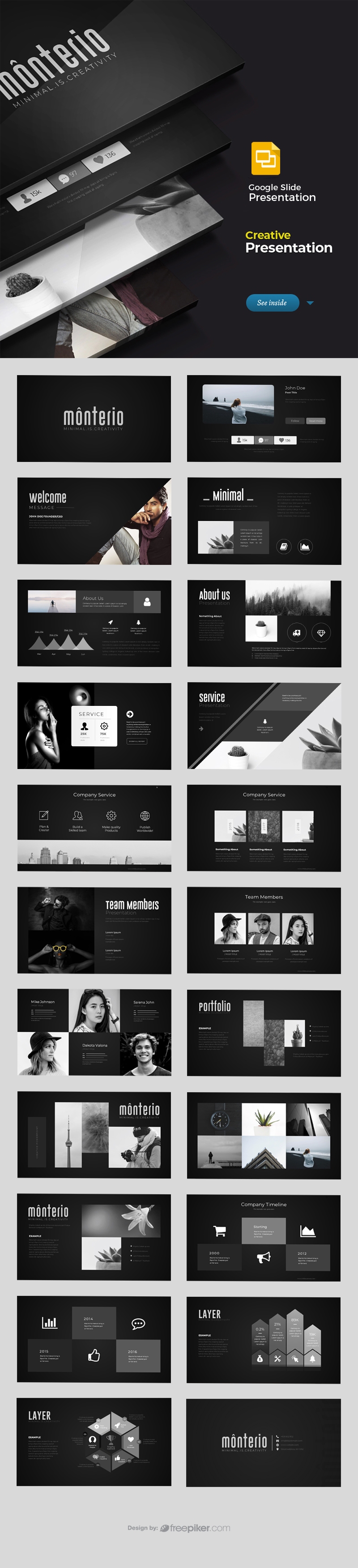 Freepiker Black Google Slide Template Freepiker Black Google Slide Template